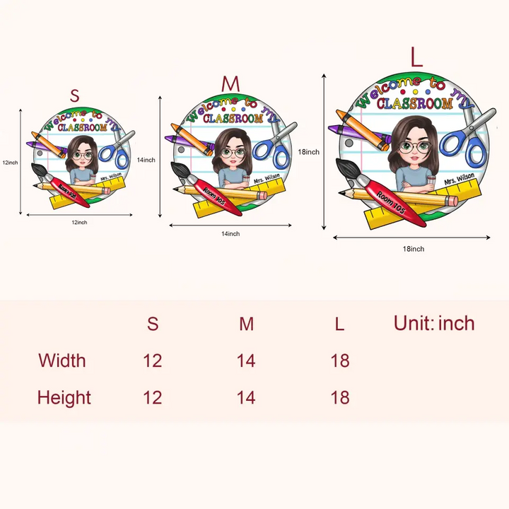 Personalized Custom Door Sign - Teacher's Day, Appreciation Gift For Teacher - Welcome To My Classroom With Room Number