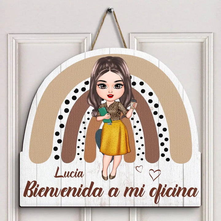 Personalized Custom Door Sign - Welcoming, Birthday Gift For Office Staff, Colleague - Bienvenida A Mi Oficina