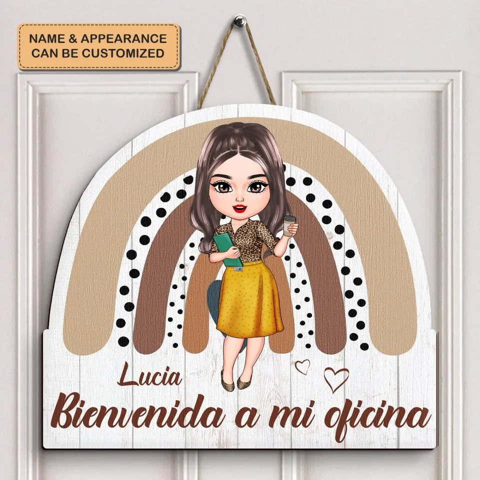 Personalized Custom Door Sign - Welcoming, Birthday Gift For Office Staff, Colleague - Bienvenida A Mi Oficina