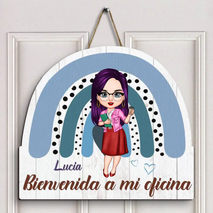 Personalized Custom Door Sign - Welcoming, Birthday Gift For Office Staff, Colleague - Bienvenida A Mi Oficina