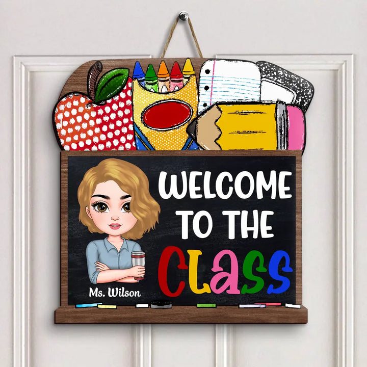 Personalized Custom Door Sign - Teacher's Day, Appreciation Gift For Teacher - Black Board Teacher Door Sign