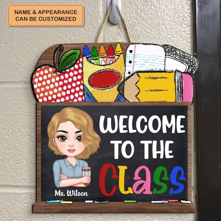 Personalized Custom Door Sign - Teacher's Day, Appreciation Gift For Teacher - Black Board Teacher Door Sign