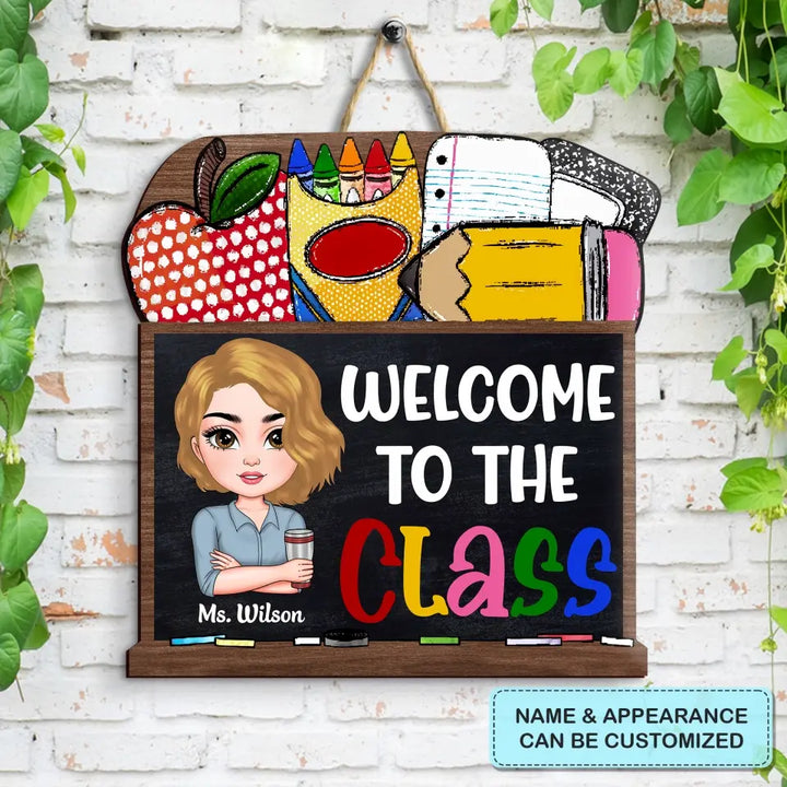 Personalized Custom Door Sign - Teacher's Day, Appreciation Gift For Teacher - Black Board Teacher Door Sign