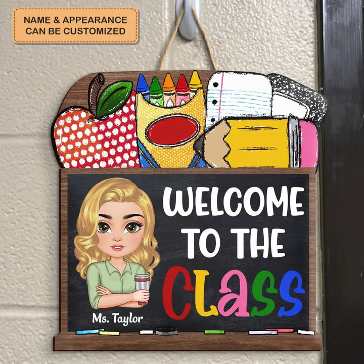 Personalized Custom Door Sign - Teacher's Day, Appreciation Gift For Teacher - Black Board Teacher Door Sign