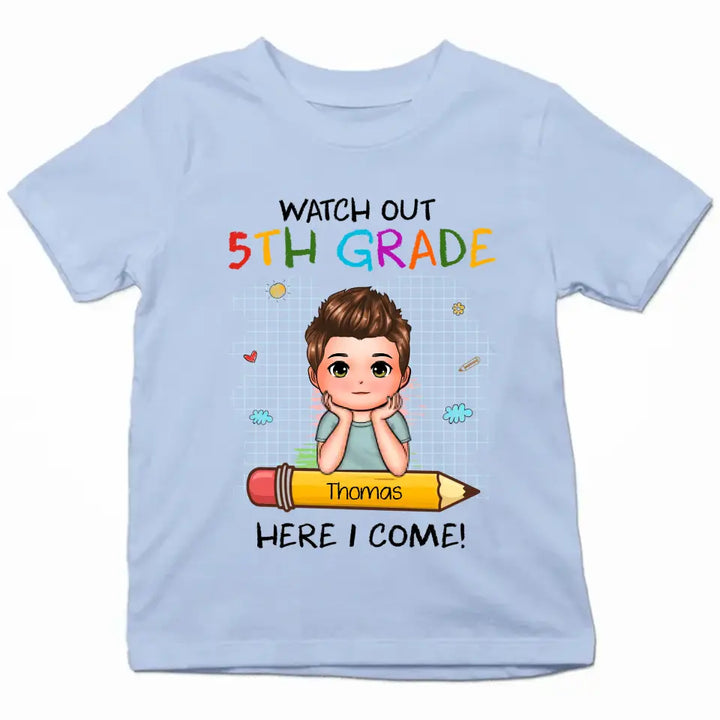 Personalized Custom T-shirt - Back To School Gift For Kid - Watch Out Kindergarten