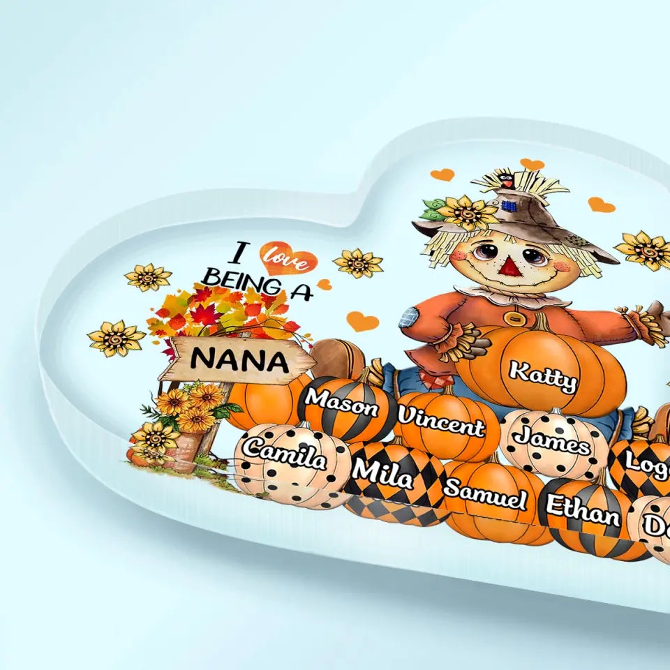 Personalized Custom Heart-shaped Acrylic Plaque - Mother's Day Gift For Mom, Grandma - I Love Being A Nana
