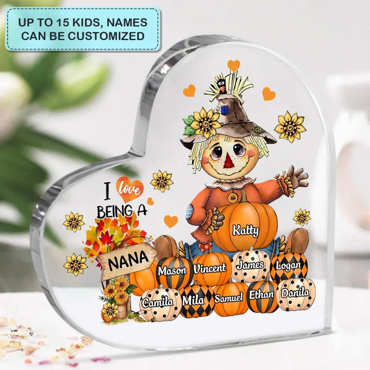 Personalized Custom Heart-shaped Acrylic Plaque - Mother's Day Gift For Mom, Grandma - I Love Being A Nana