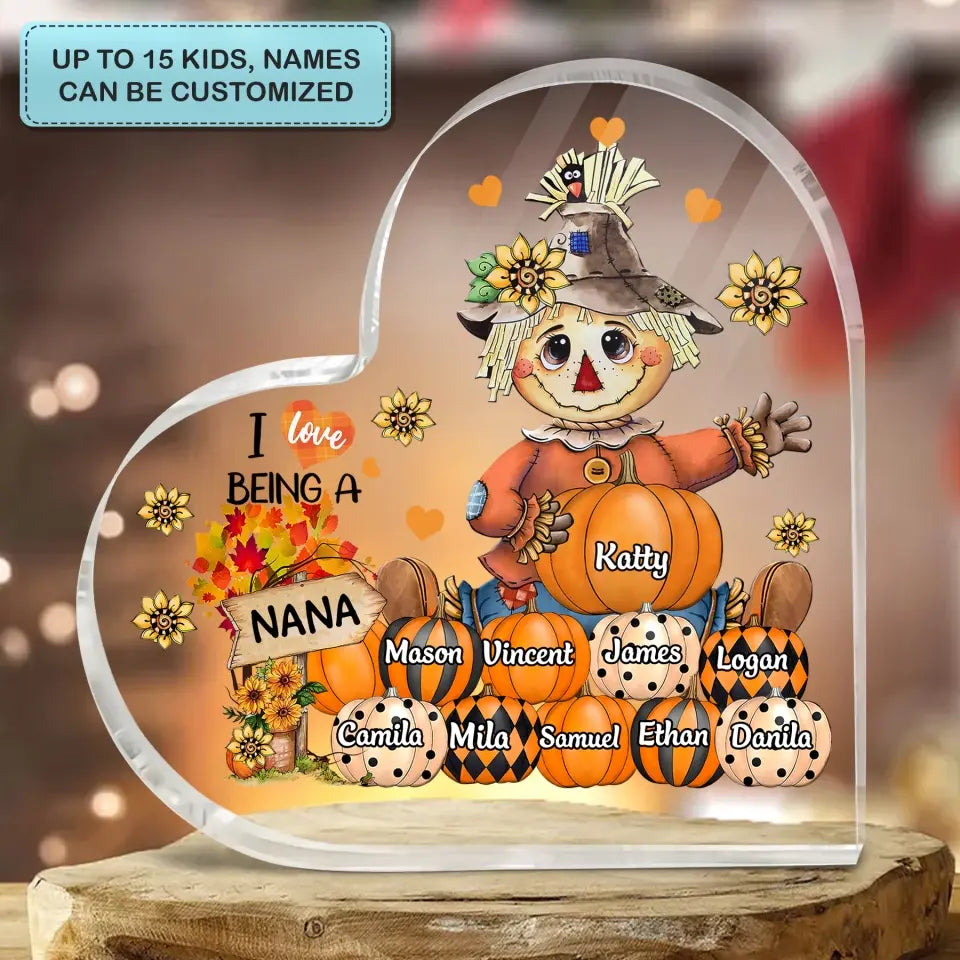 Personalized Custom Heart-shaped Acrylic Plaque - Mother's Day Gift For Mom, Grandma - I Love Being A Nana