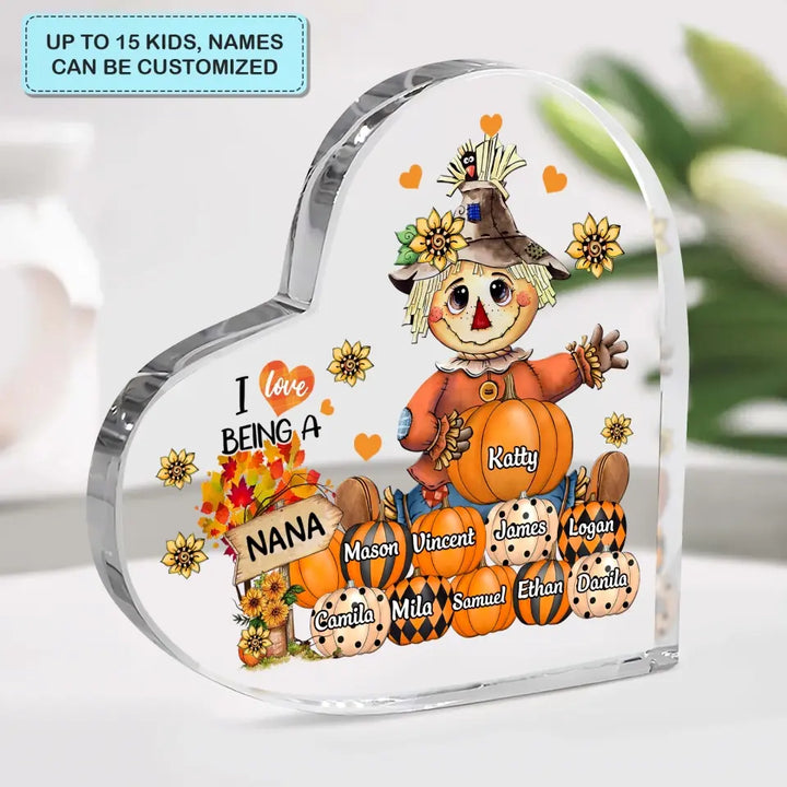 Personalized Custom Heart-shaped Acrylic Plaque - Mother's Day Gift For Mom, Grandma - I Love Being A Nana