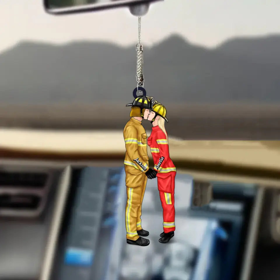 Personalized Custom Car Hanging Ornament - Anniversary, Birthday Gift For Couple - Couple Job Nurse Police Officer Firefighter EMS Military AGCDM046
