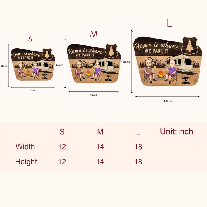 Personalized Custom Door Sign - Anniversary Gift For Camping Lover, Couple - Home Is Where We Park It