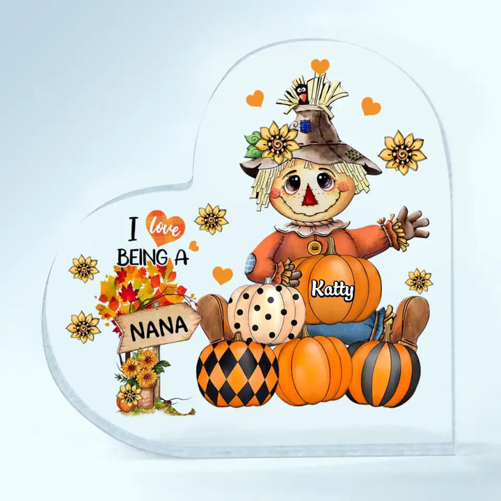 Personalized Custom Heart-shaped Acrylic Plaque - Mother's Day Gift For Mom, Grandma - I Love Being A Nana