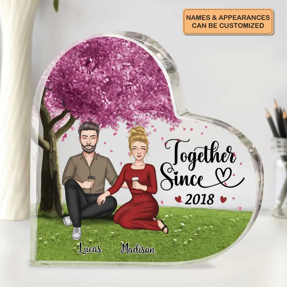 Personalized Custom Heart-shaped Acrylic Plaque - Anniversary Gift For Couple - Together Since