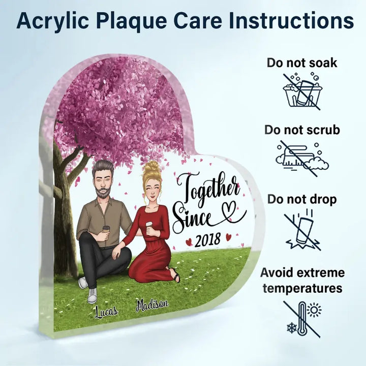 Personalized Custom Heart-shaped Acrylic Plaque - Anniversary Gift For Couple - Together Since