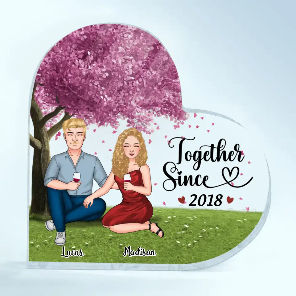 Personalized Custom Heart-shaped Acrylic Plaque - Anniversary Gift For Couple - Together Since