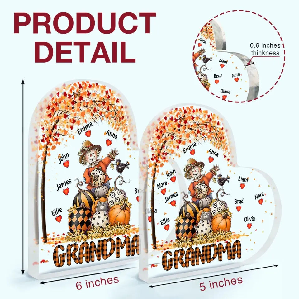 Personalized Custom Heart-shaped Acrylic Plaque - Mother's Day Gift For Mom, Grandma - Nana Fall