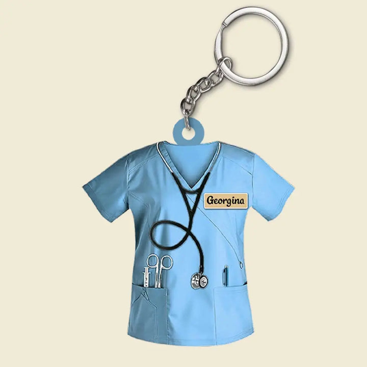 Personalized Custom Keychain - Nurse's Day, Appreciation Gift For Nurse - Nurse Scrubs