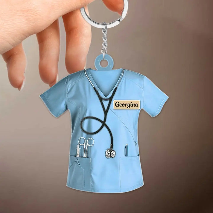 Personalized Custom Keychain - Nurse's Day, Appreciation Gift For Nurse - Nurse Scrubs