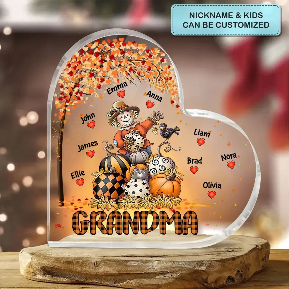 Personalized Custom Heart-shaped Acrylic Plaque - Mother's Day Gift For Mom, Grandma - Nana Fall
