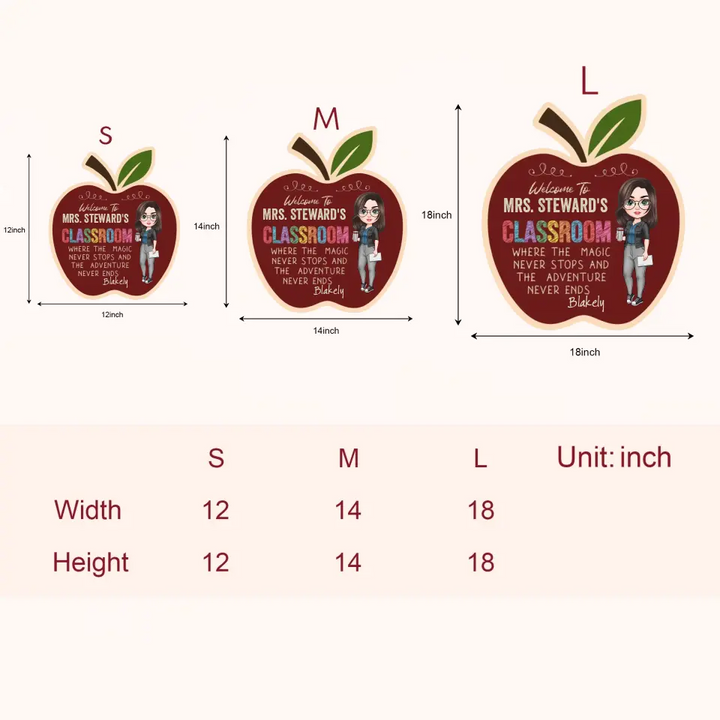 Personalized Custom Door Sign - Teacher's Day, Appreciation Gift For Teacher - Where The Magic Never Stops