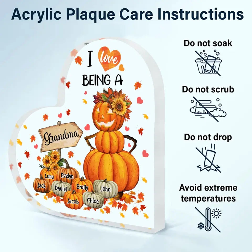 Personalized Custom Heart-shaped Acrylic Plaque - Mother's Day Gift For Mom, Grandma - I Love Being A Grandma