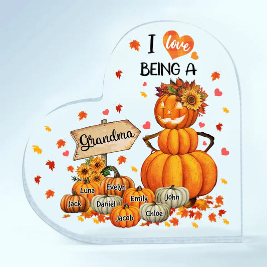 Personalized Custom Heart-shaped Acrylic Plaque - Mother's Day Gift For Mom, Grandma - I Love Being A Grandma