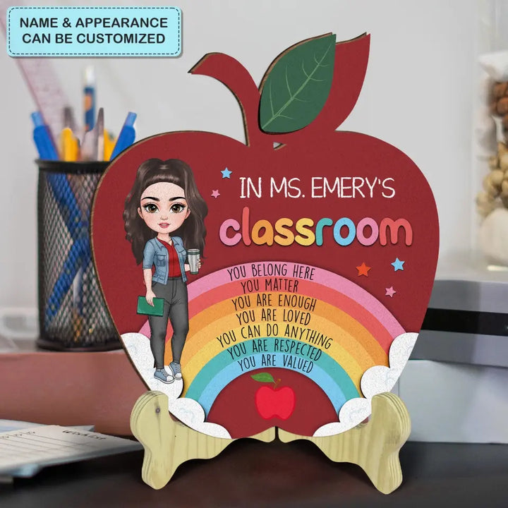 Personalized Custom 1 Layer Wooden Sign - Teacher's Day Gift For Teacher - You Belong Here