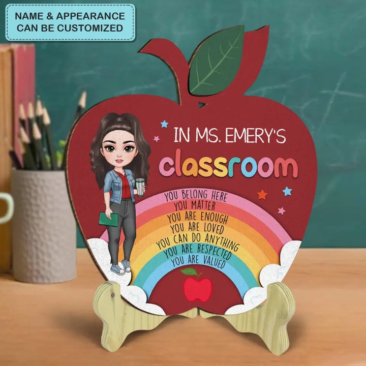 Personalized Custom 1 Layer Wooden Sign - Teacher's Day Gift For Teacher - You Belong Here