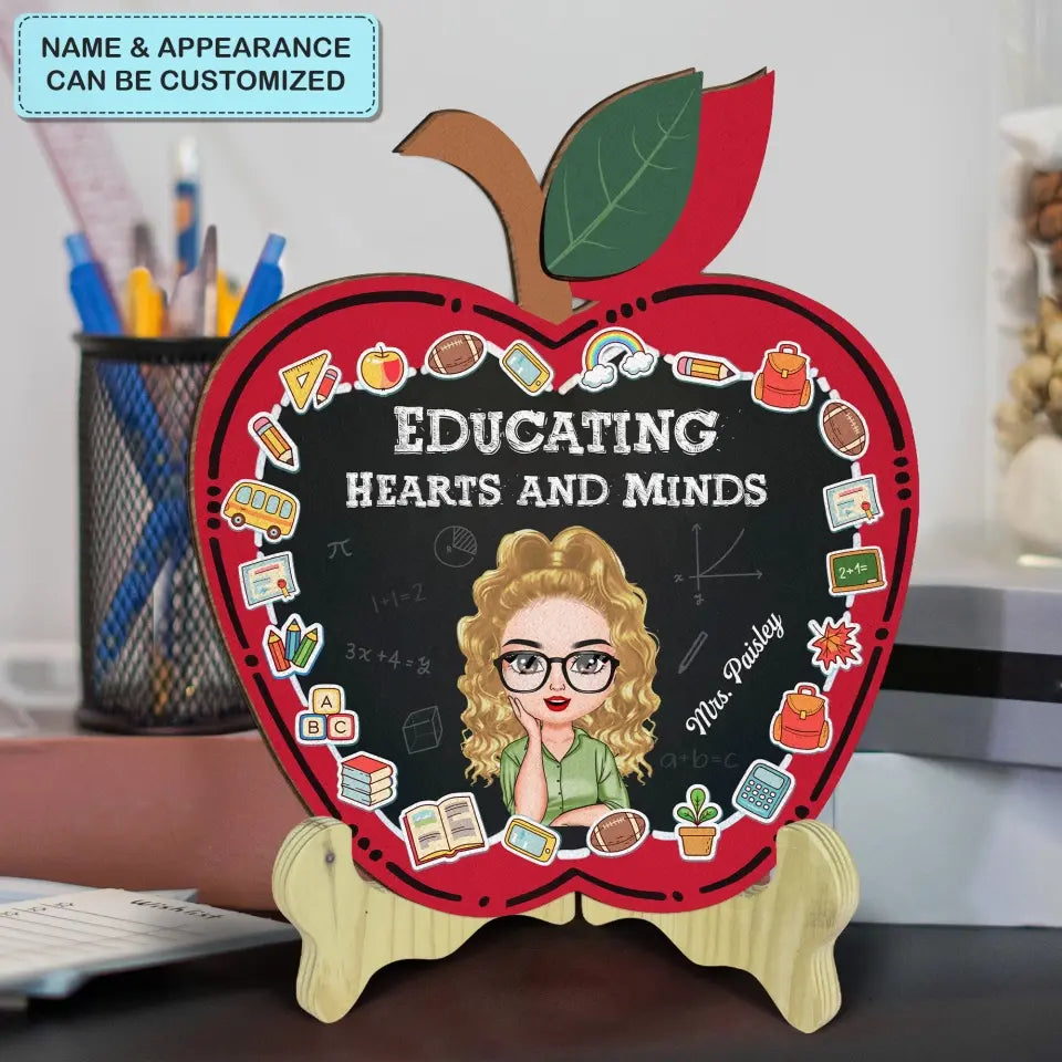 Personalized Custom 1 Layer Wooden Sign - Teacher's Day, Birthday Gift For Teacher - Teach Love Inspire