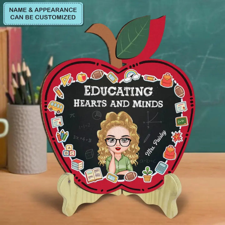 Personalized Custom 1 Layer Wooden Sign - Teacher's Day, Birthday Gift For Teacher - Teach Love Inspire