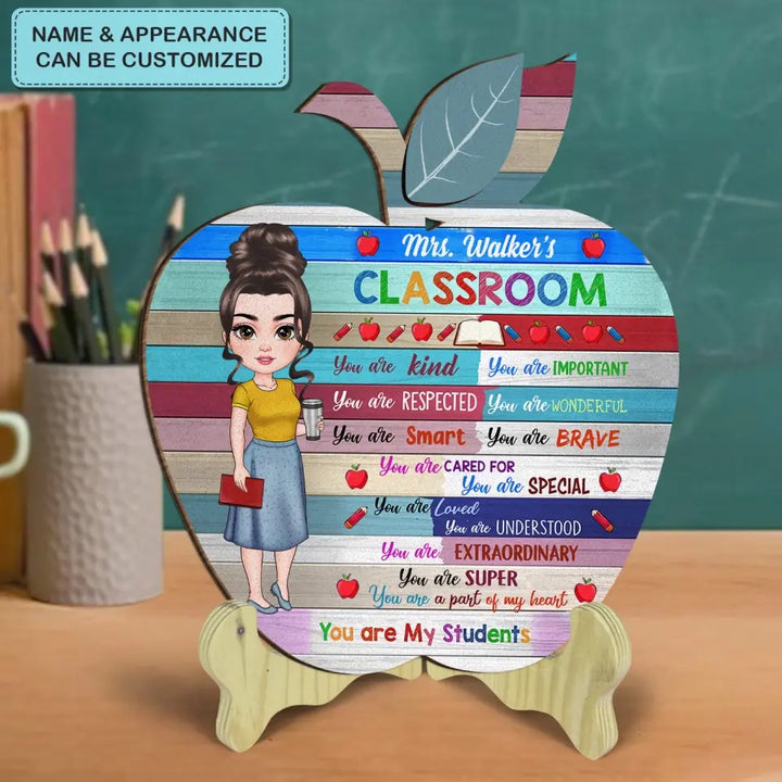 Personalized Custom 1 Layer Wooden Sign - Teacher's Day, Appreciation Gift For Teacher - Teacher Apple