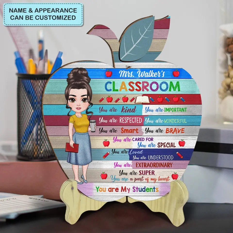 Personalized Custom 1 Layer Wooden Sign - Teacher's Day, Appreciation Gift For Teacher - Teacher Apple