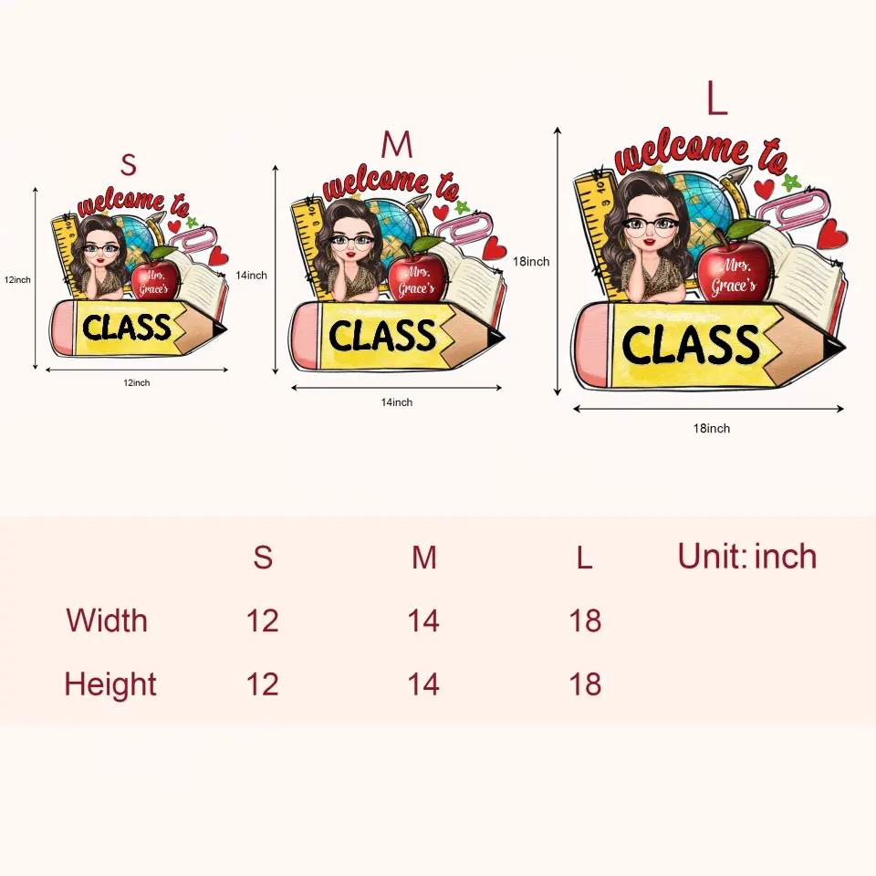 Personalized Custom Door Sign - Welcoming, Birthday, Teacher's Day Gift For Teacher - My Class