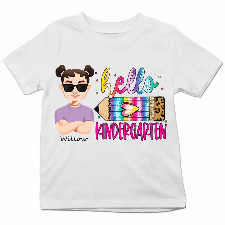 Personalized Custom T-shirt - Back To School Gift For Kid - Hello Kindergarten