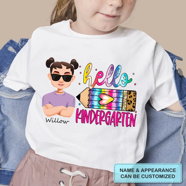 Personalized Custom T-shirt - Back To School Gift For Kid - Hello Kindergarten