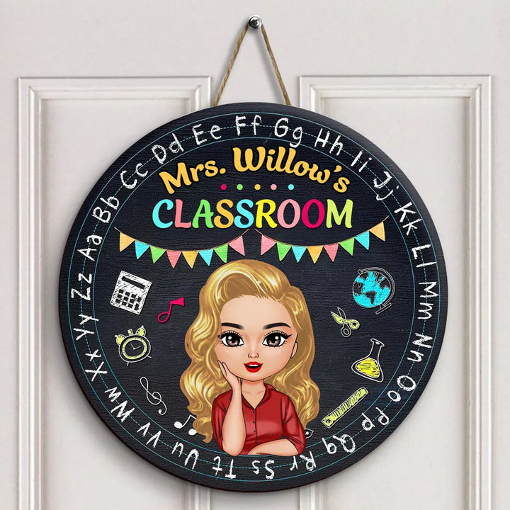 Personalized Custom Door Sign - Teacher's Day, Appreciation Gift For Teacher - Classroom Alphabet