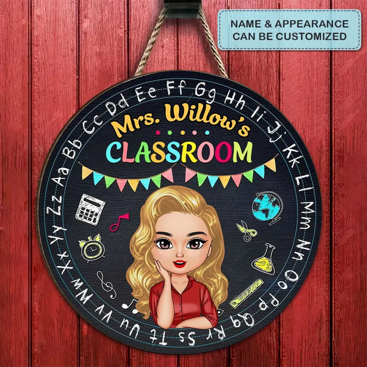 Personalized Custom Door Sign - Teacher's Day, Appreciation Gift For Teacher - Classroom Alphabet