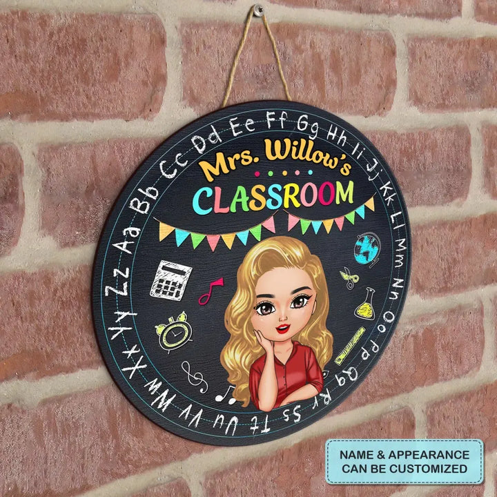 Personalized Custom Door Sign - Teacher's Day, Appreciation Gift For Teacher - Classroom Alphabet