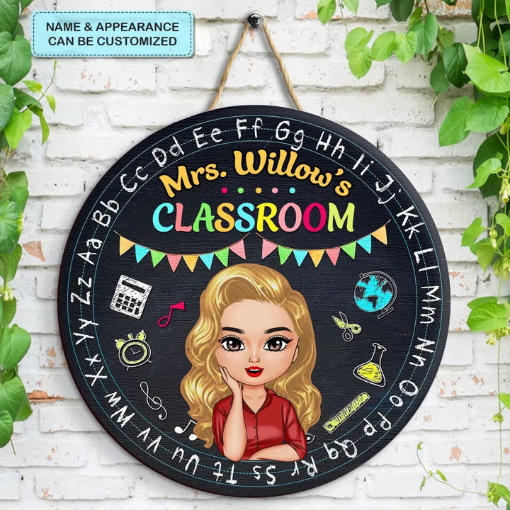Personalized Custom Door Sign - Teacher's Day, Appreciation Gift For Teacher - Classroom Alphabet