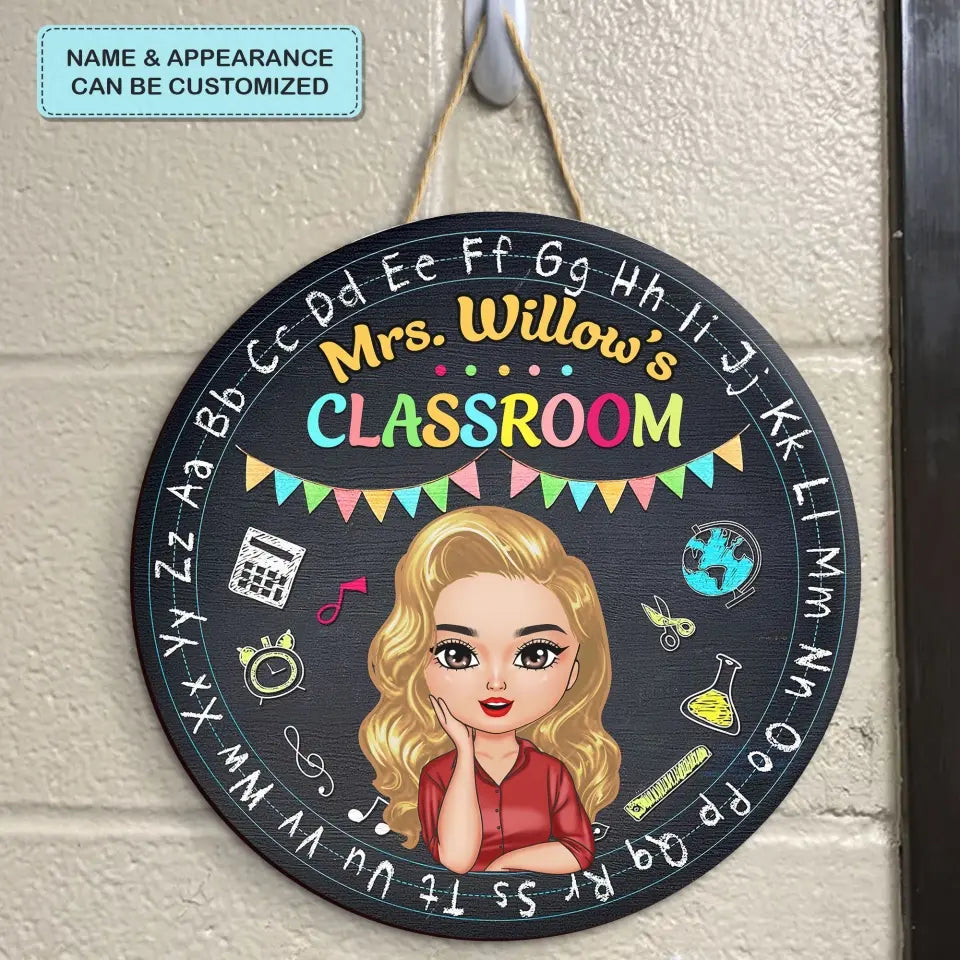 Personalized Custom Door Sign - Teacher's Day, Appreciation Gift For Teacher - Classroom Alphabet