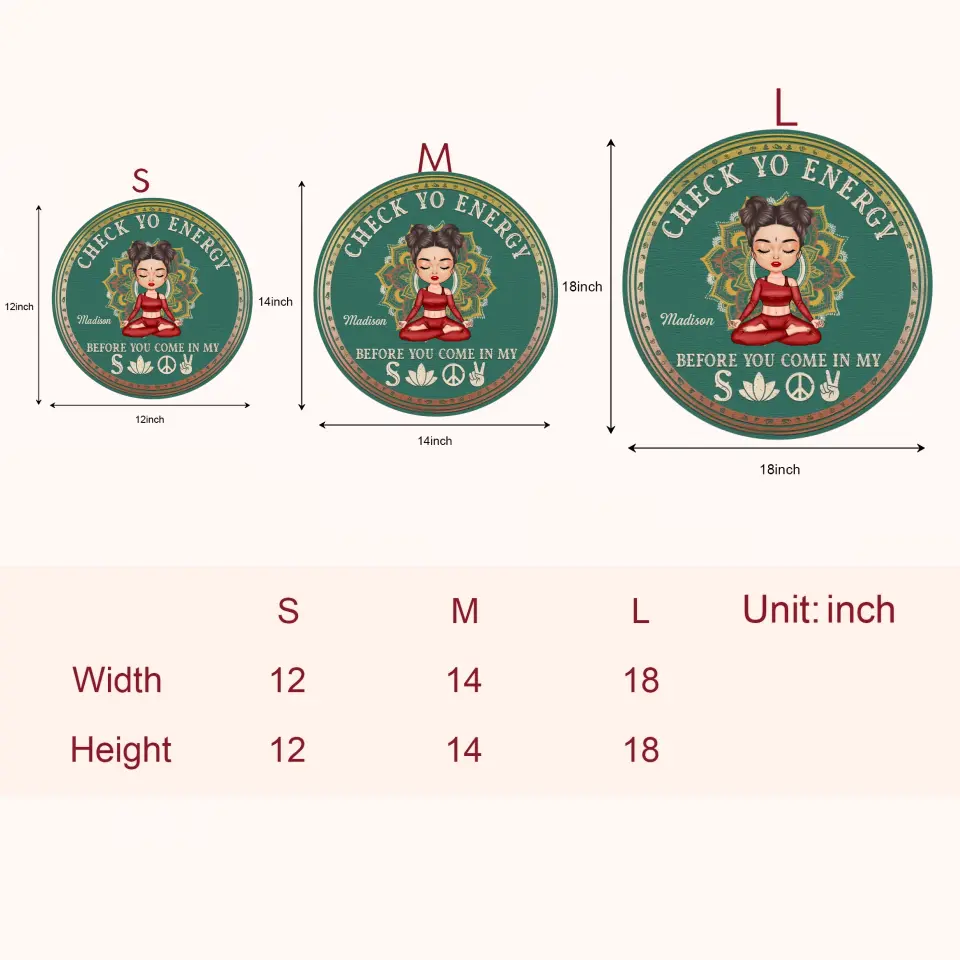 Personalized Custom Door Sign - Birthday Gift For Yoga Lover - Check Yo Energy