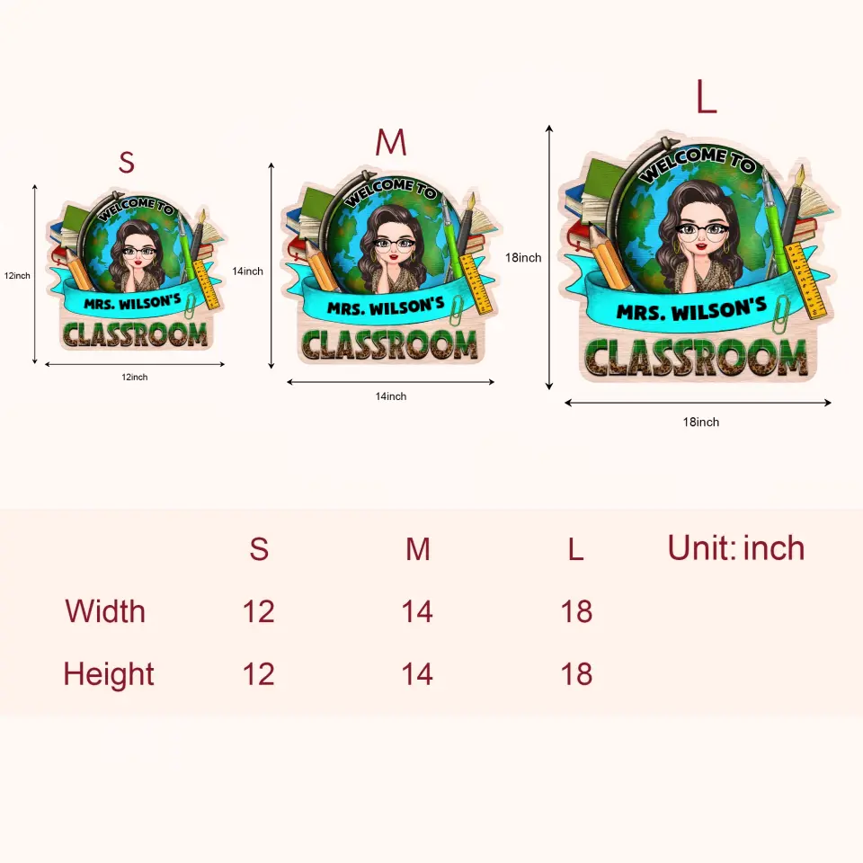 Personalized Custom Door Sign - Teacher's Day, Appreciation Gift For Teacher - My Classroom