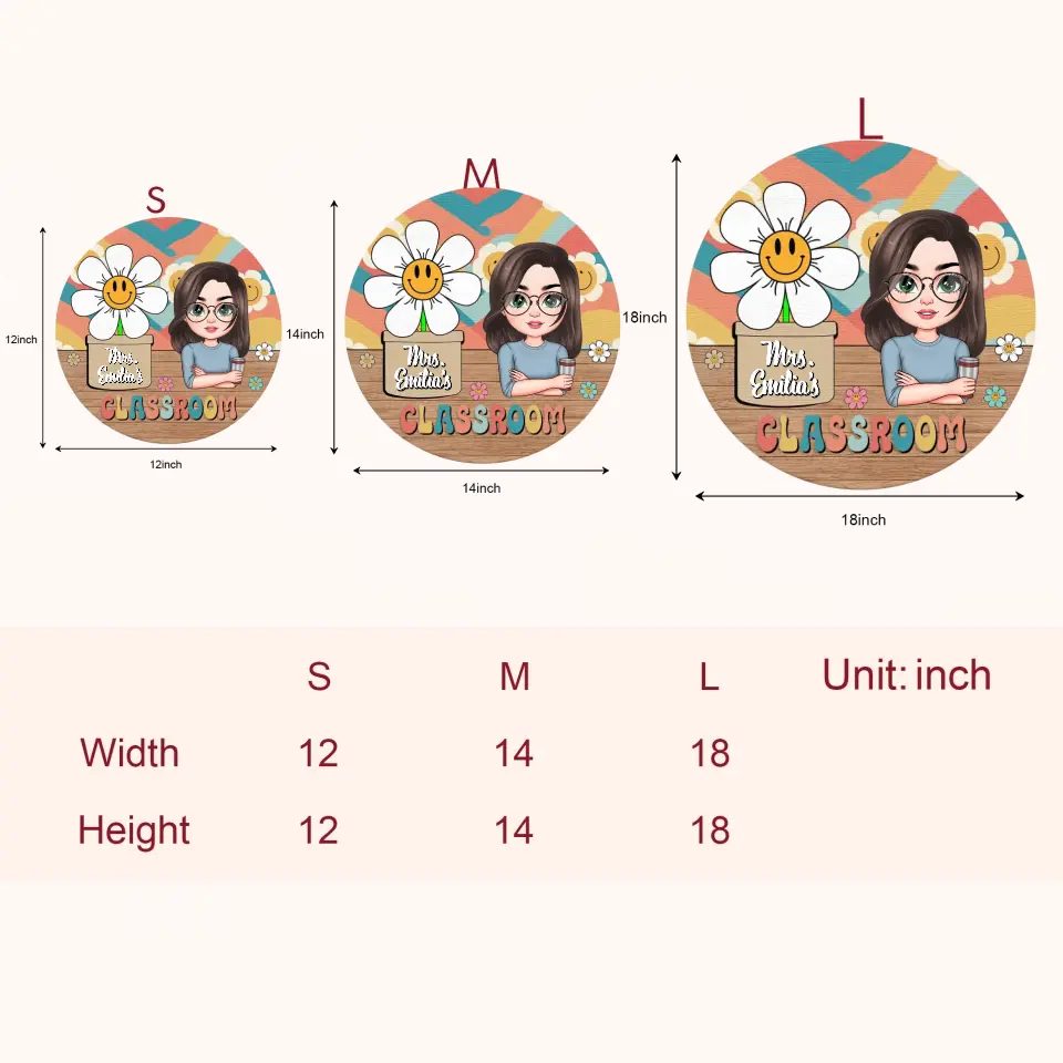 Personalized Custom Door Sign - Teacher's Day, Appreciation Gift For Teacher - Teacher Smiling Flower