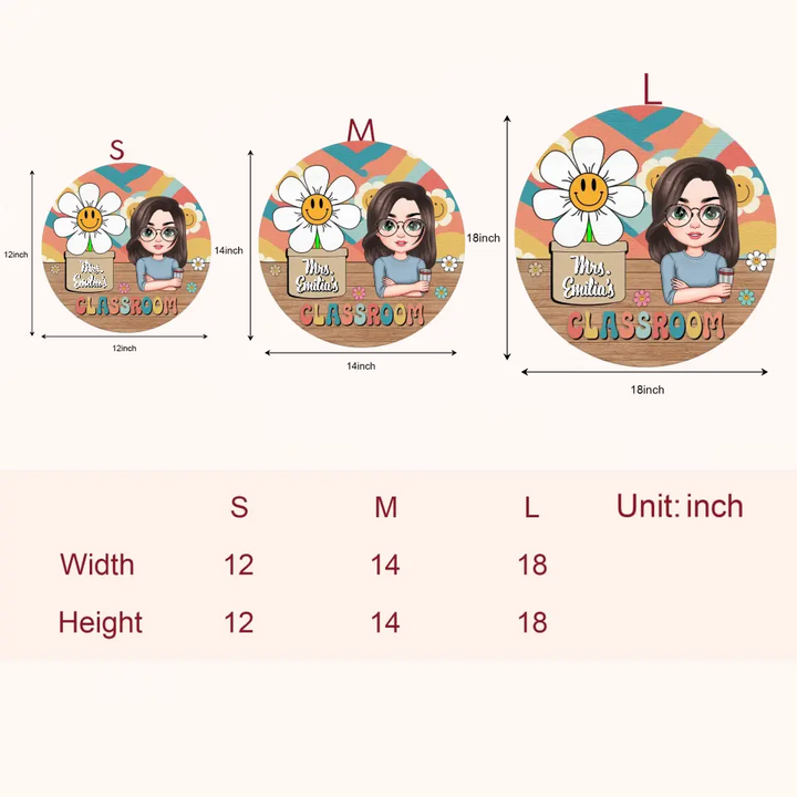 Personalized Custom Door Sign - Teacher's Day, Appreciation Gift For Teacher - Teacher Smiling Flower