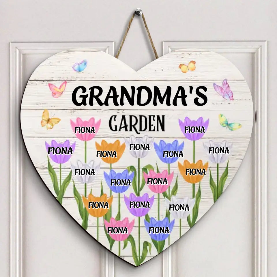Personalized Custom Door Sign - Mother's Day Gift For Mom, Grandma - Grandma's Garden