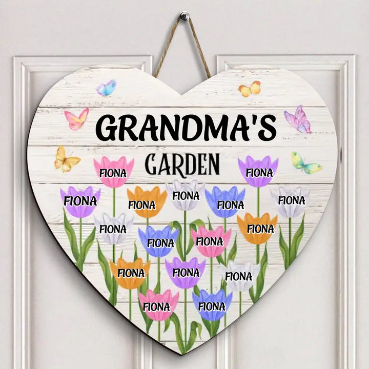 Personalized Custom Door Sign - Mother's Day Gift For Mom, Grandma - Grandma's Garden