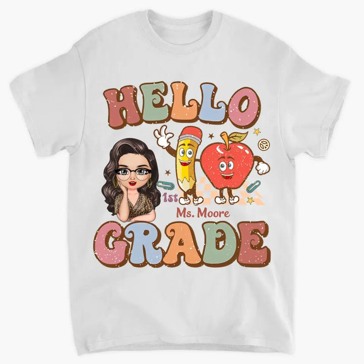 Personalized Custom T-shirt - Teacher's Day, Appreciation Gift For Teacher - Hello Kindergarten
