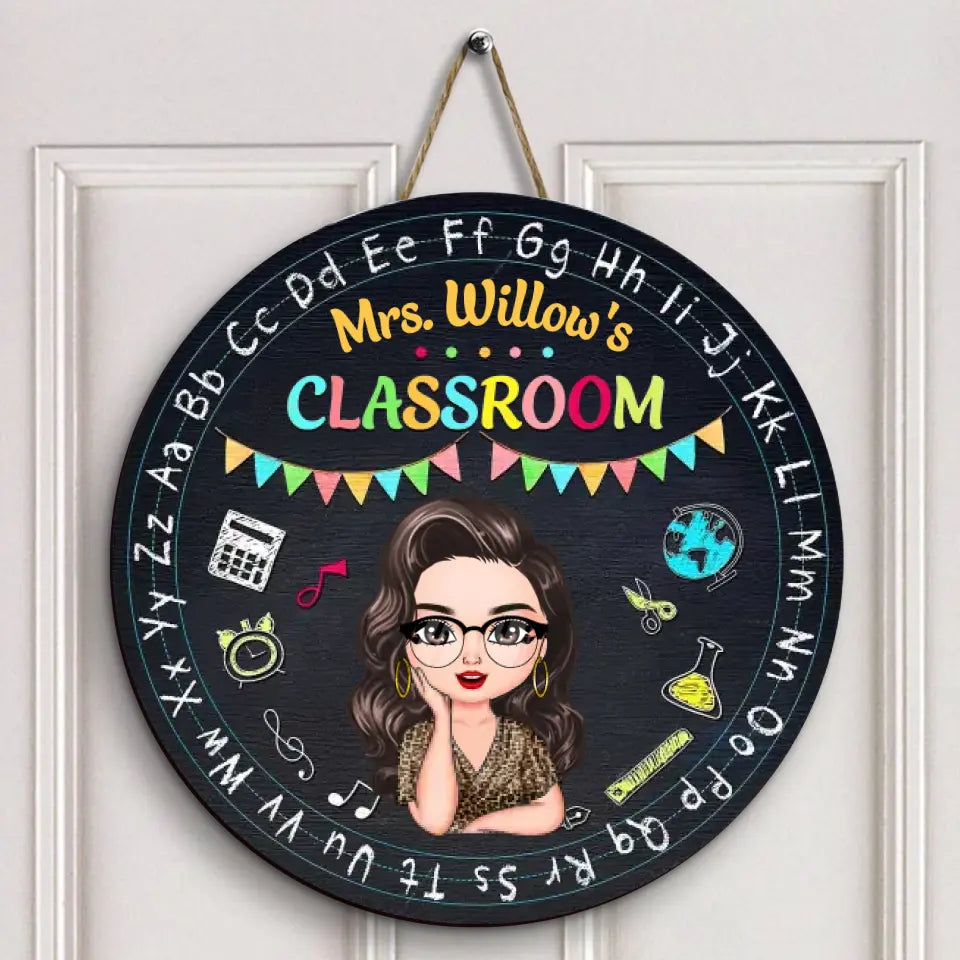 Personalized Custom Door Sign - Teacher's Day, Appreciation Gift For Teacher - Classroom Alphabet