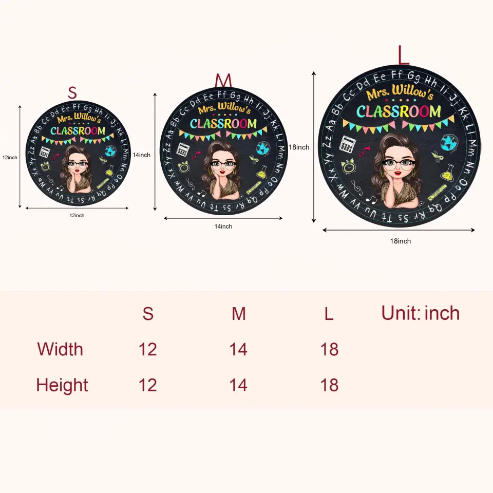 Personalized Custom Door Sign - Teacher's Day, Appreciation Gift For Teacher - Classroom Alphabet