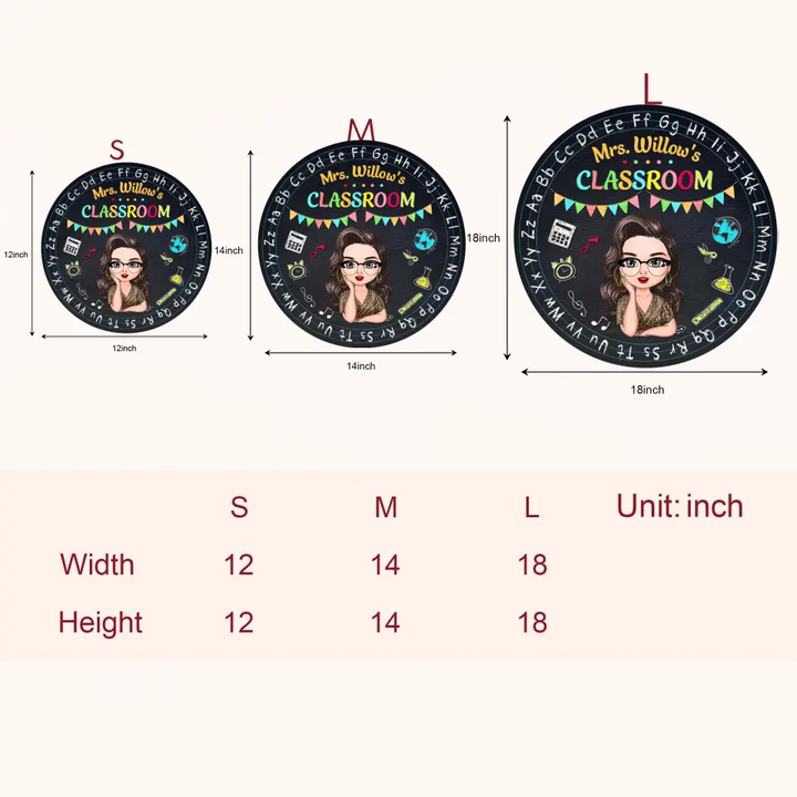 Personalized Custom Door Sign - Teacher's Day, Appreciation Gift For Teacher - Classroom Alphabet